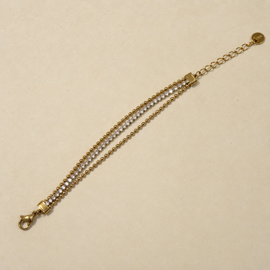 Perlée Brilliance gold-plated three-strand crystal bracelet