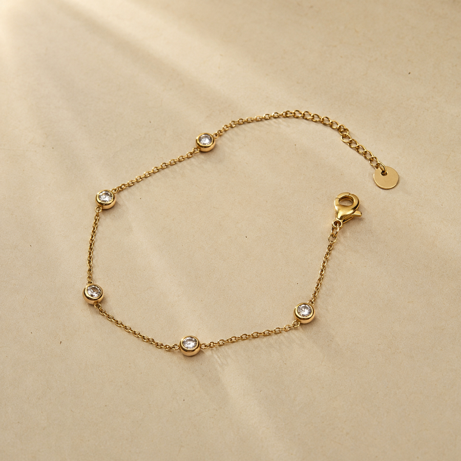 The Morning Dew gold-plated bezel crystal bracelet